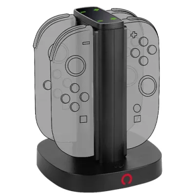 Ladestation Konix 3328170304764 Nintendo Switch 4 Joy-Con Schwarz LED