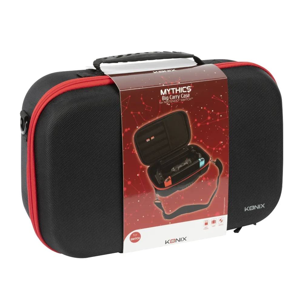 Konix KX MY SWITCH BIG CARRY CASE Hülle für Nintendo Switch, Hart, Schwarz und Rot