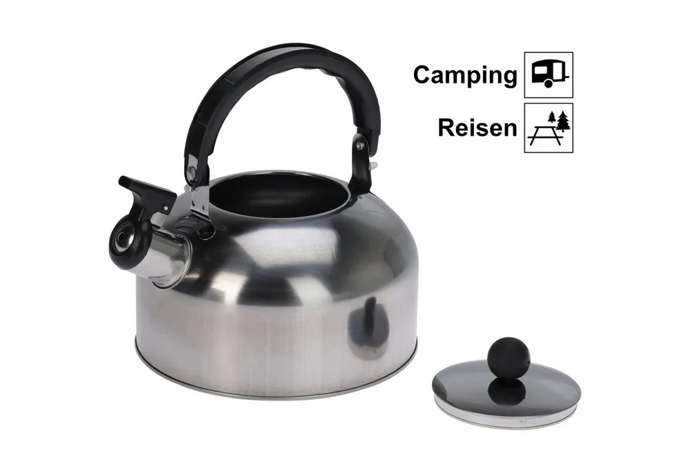 Koopman Reise-Wasserkocher Camping Reise MINI 2 Liter KLEIN 19x12 cm Zelten, Leicht, 2 Liter, Rostfreier Stahl