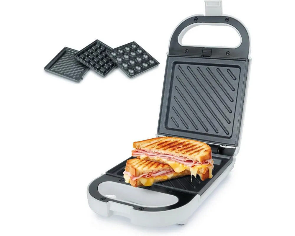 KORONA 3-in-1-Sandwichmaker mit Wechselplatten für Sandwiches Waffeln und Grillen