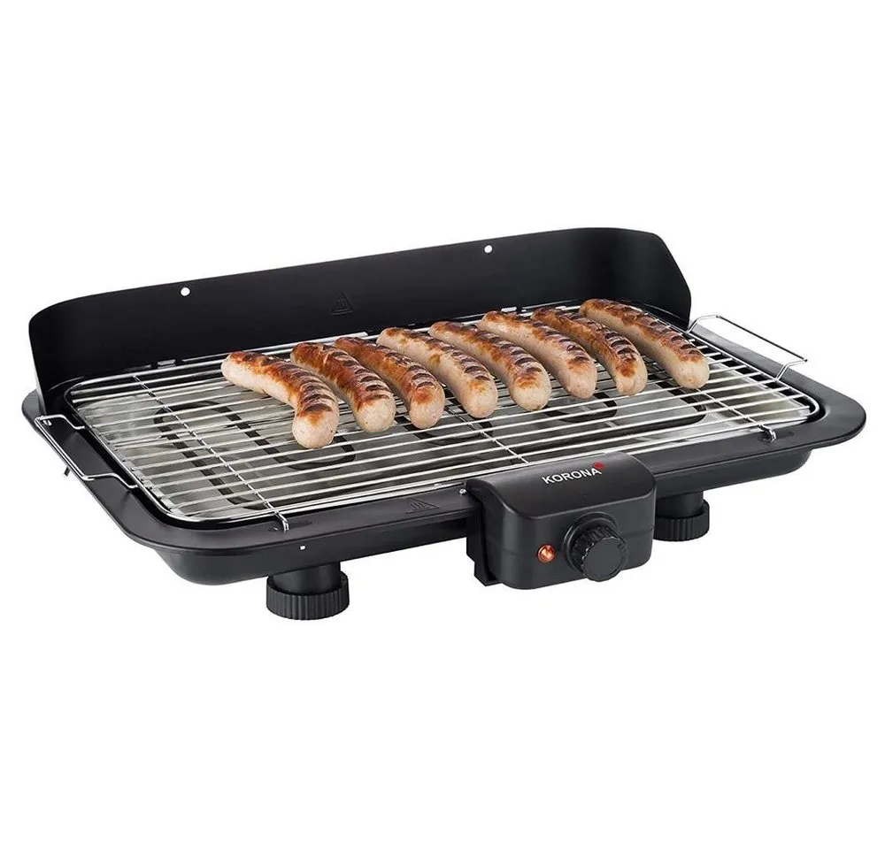 KORONA Tischgrill 46117 Elektrischer Tischgrill, 2200 Watt Elektrogrill, XXL Grillrost, große Grillfläche, schwarz