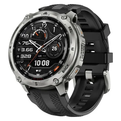 Kospet Tank T4 Bluetooth GPS 48mm AMOLED Silber Schwarzes Armband One size IP69K SpO2 Pulsmesser
