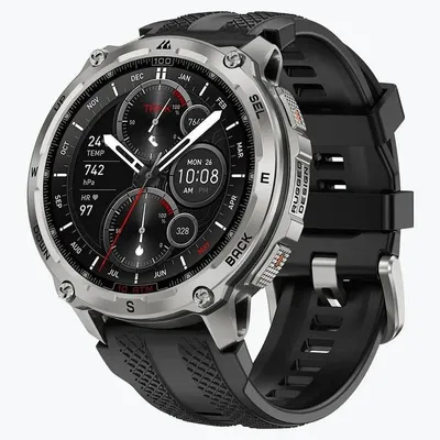 Kospet Tank T4 Bluetooth GPS 48mm AMOLED Silber Schwarzes Armband One size IP69K SpO2 Pulsmesser
