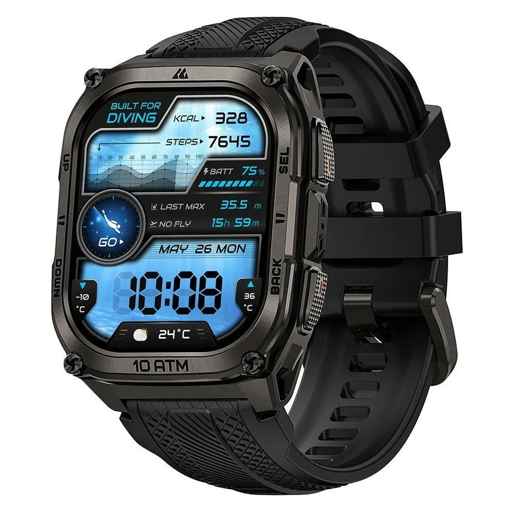 Kospet Tank M4 Bluetooth GPS 50mm AMOLED Schwarz Einheitsgröße Wasserdicht IP69K SpO2 Pulsmesser