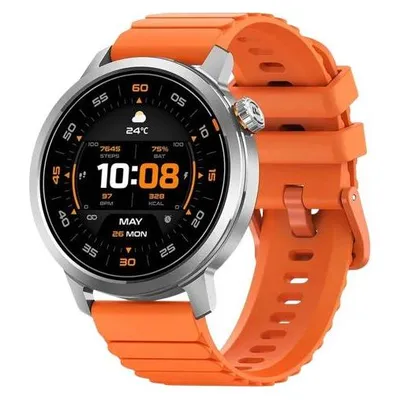 Kospet Orb Bluetooth 44mm AMOLED Silber Armband Orange IP68 SpO2 Pulsmesser Schlaf SOS