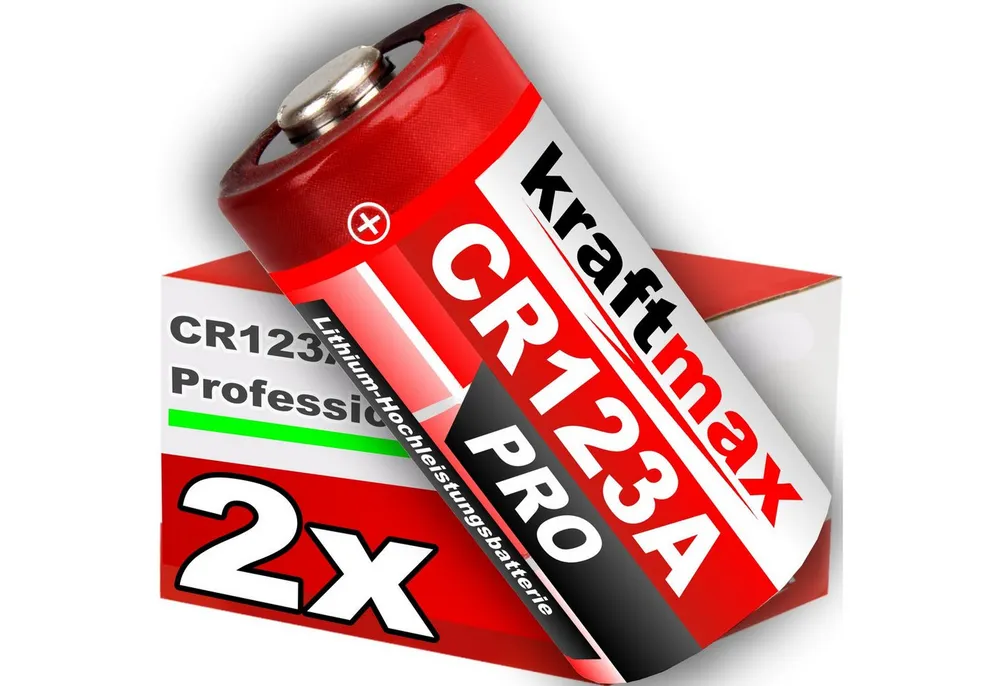 kraftmax 2er Pack CR123 / CR123A Lithium Hochleistungs- Batterie Batterie, (1 St)