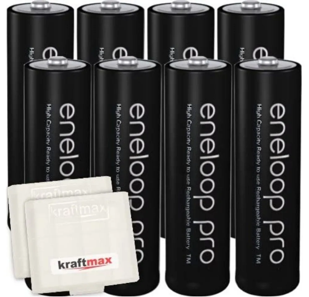 kraftmax 8er Pack Panasonic Eneloop PRO XX AA/Mignon Akkus - 2550 mAh Akku-Set Mignon AA 2550 mAh (1,2 V V), Hochleistungsakku
