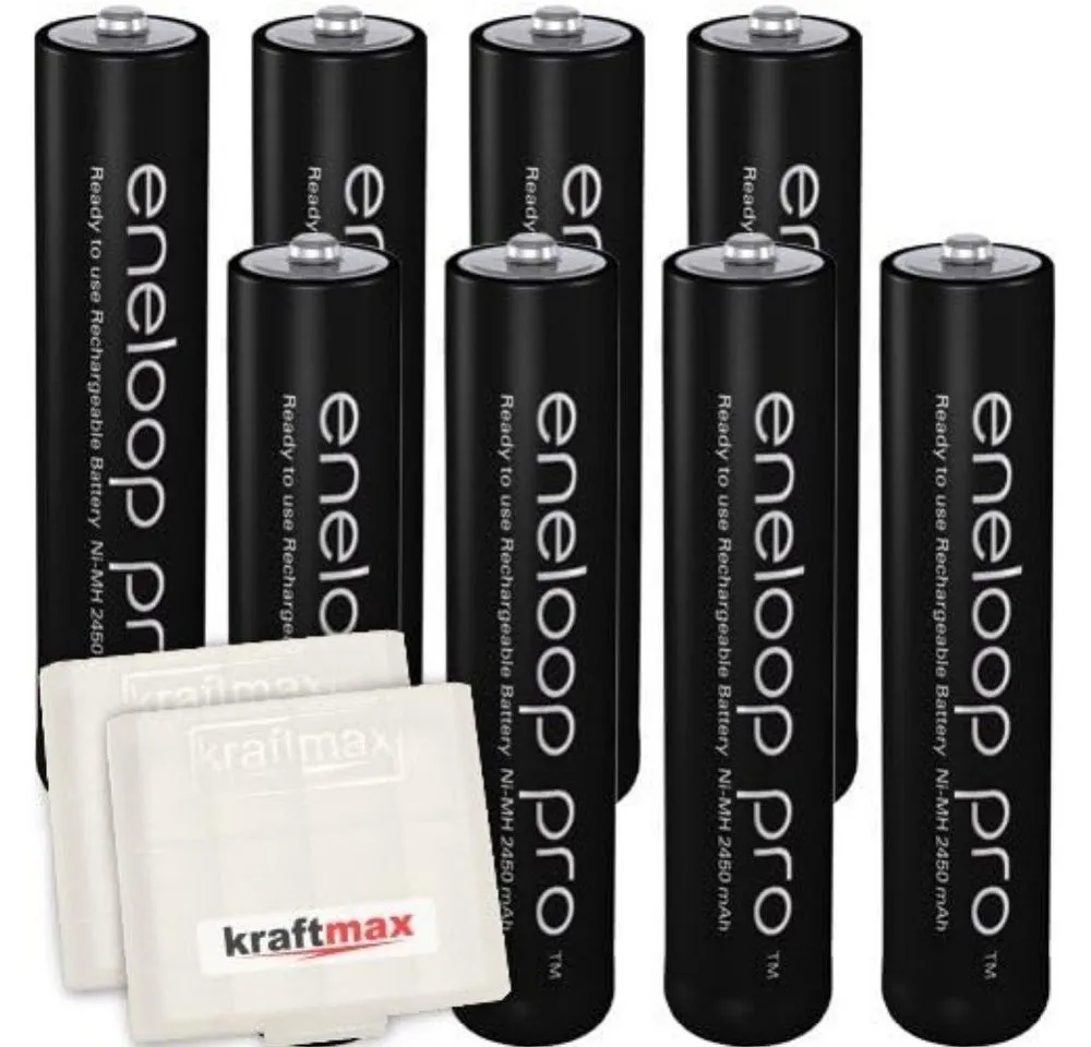 kraftmax 8er Pack Panasonic Eneloop PRO XX AAA / Micro Akkus - 950 mAh Akku-Set Micro AAA 950 mAh (1,2V V), Bis zu 500 Ladezyklen