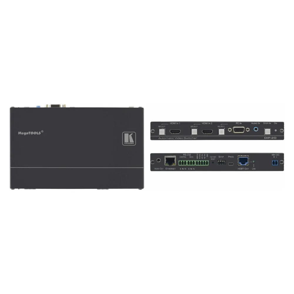 AV-Extender Kramer Electronics DIP-20 4K UHD 180 m Aluminium Schwarz