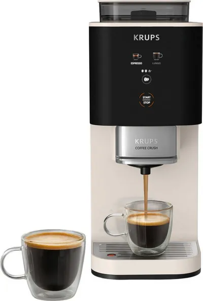 Krups Kaffeevollautomat Coffee Crush SA4001 für Espresso & Lungo, platzsparend mit 15 cm Breite, frisch gemahlene Bohnen oder vor-gemahlen, einfache Reinigung