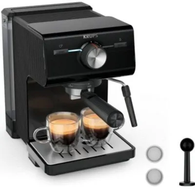 Siebträgermaschine Krups Authentic XP381810 2L 15 Bar mit Dampfdüse