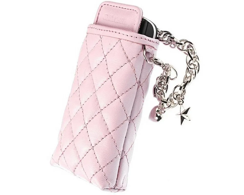Krusell Handyhülle Coco Universal Tasche Pouch Schutz-Hülle Rosa, Steppmuster-Design Handy-Kette