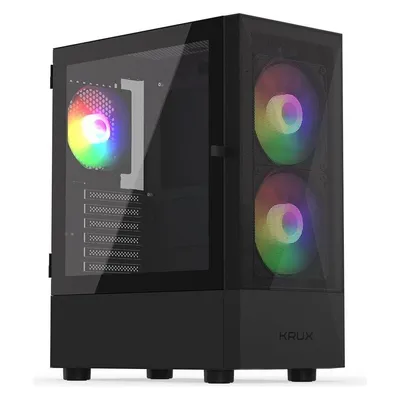 PC-Gehäuse Krux Vako RGB ATX mit RGB-Lüftern und gehärteter Glasscheibe