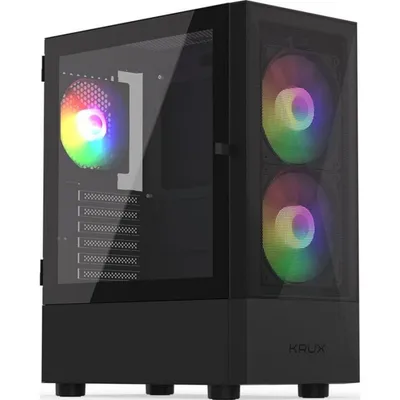 PC-Gehäuse Krux Vako RGB ATX mit RGB-Lüftern und gehärteter Glasscheibe