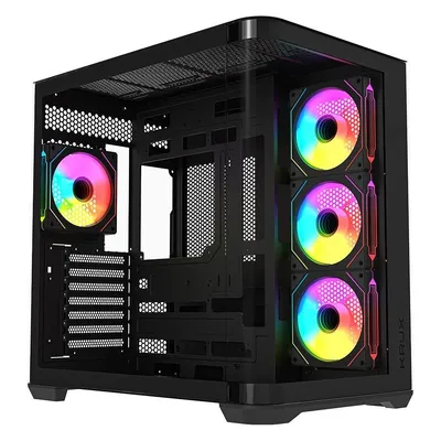PC-Gehäuse Krux Tano Midi-Turm mit Panorama-Panel und 4 ARGB-Lüftern