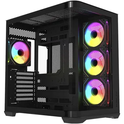 PC-Gehäuse Krux Tano Midi-Turm mit Panorama-Panel und 4 ARGB-Lüftern