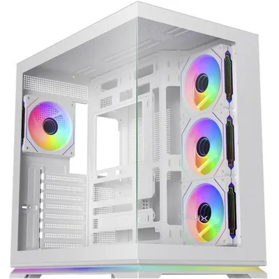 ATX Tower Krux Atron Weißes Midi-Tower mit Glasfenster und ARGB