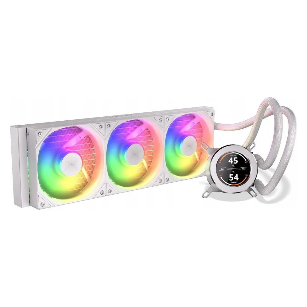 Refrigeración Líquida Krux HydroGlance 360 LCD White 360mm 3 Ventilatoren ARGB