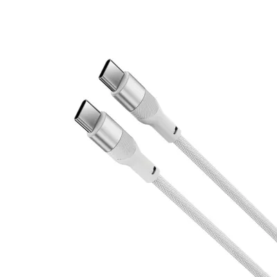 Kabel Ksix USB-C 1m 60W Ultra-Schnellladung Geflochten Weiß