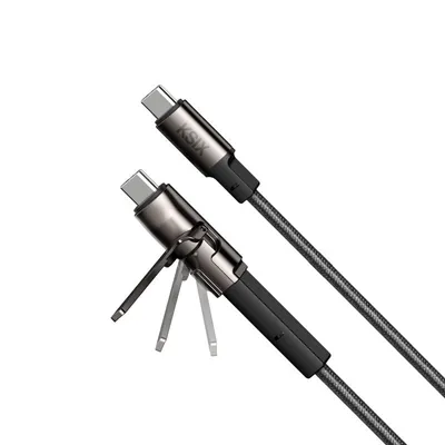 Ksix 60W Ultraschnelllade- und Datenkabel USB-C/USB-C, geflochten, 1 m, Schwarz