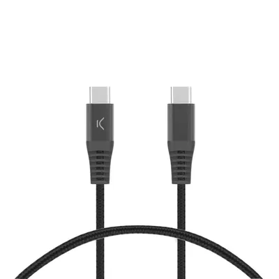 Kabel Ksix USB-C auf USB-C 60W 2m Geflochten Schwarz