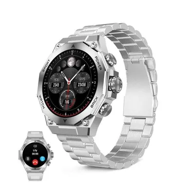 Ksix Titanium Bluetooth 55,5mm AMOLED Silber 2 Armbänder IP67 SpO2 Herzfrequenz Schlafmonitor