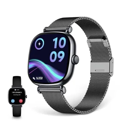 Ksix Smartwatch Iria Bluetooth 43mm AMOLED Schwarz Metall und Silikon IP68 SpO2 Herzfrequenz