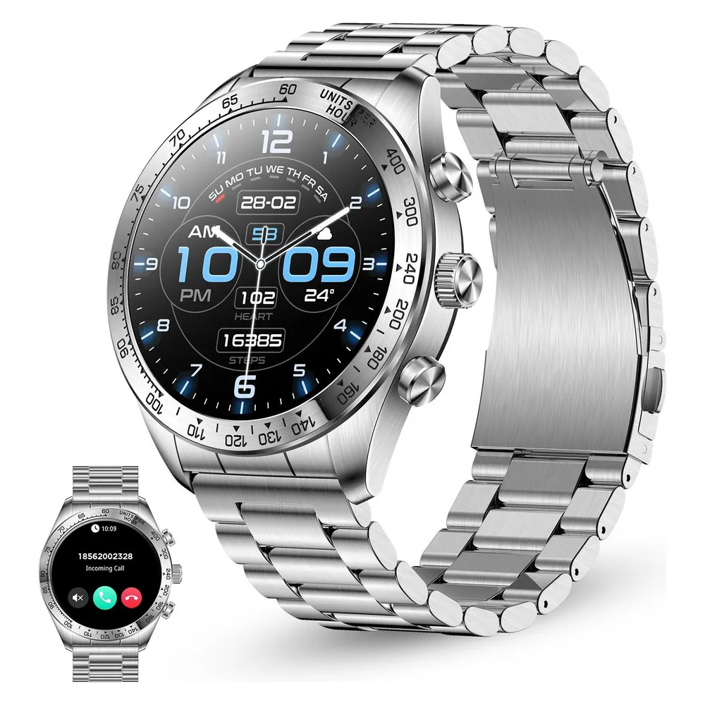 Ksix Elite Bluetooth 46mm AMOLED Edelstahl Silber Einheitsgröße IP67 SpO2 Herzfrequenzmonitor