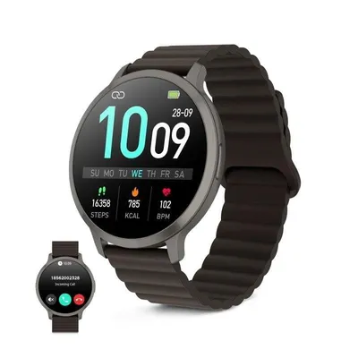 Ksix Core 3 Max Bluetooth 44mm AMOLED Gehäuse Grau Silikonarmband Dunkelbraun IP68 7 Tage