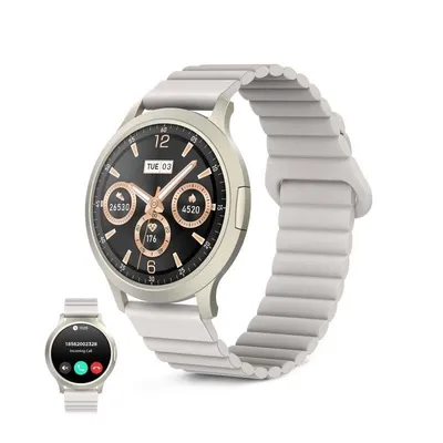 Ksix Core 3 Bluetooth 44mm AMOLED Champagner Gehäuse Beige Magnetisches Silikonarmband IP67