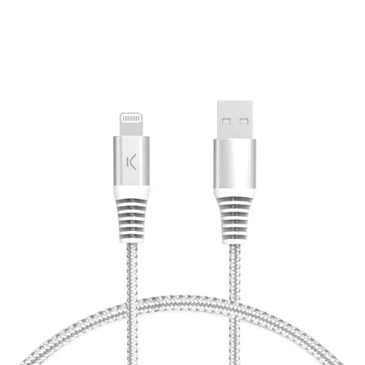 Kabel Ksix USB-A auf Lightning 12W 2m Weiß Geflochten MFI-zertifiziert