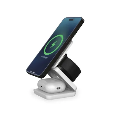 Ksix Cube 3-in-1 Magsafe und Qi Wireless Charger, Apple Watch und Airpods 15 W, Weiß