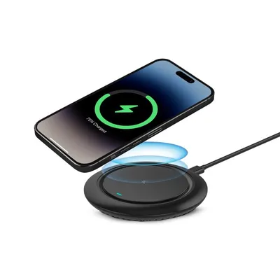 Ksix Fast Charge 15W kabellose Ladestation für Smartphones und Kopfhörer, Qi-USB-C-Kabel