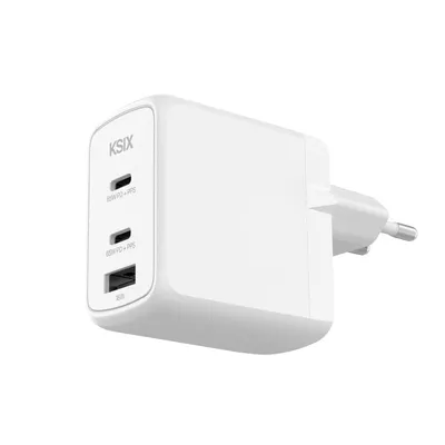 Ksix Schnellladegerät 2xUBS-C + 1xUSB 65w Weiß