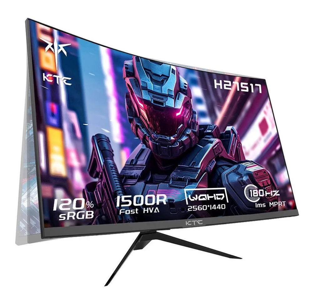KTC H27S17 Curved-Gaming-Monitor (2560 x 1440 px, QHD, 1 ms Reaktionszeit, 180 Hz, HVA, 27-Zoll 2560x1440 QHD 180Hz HVA Curved 1500R)