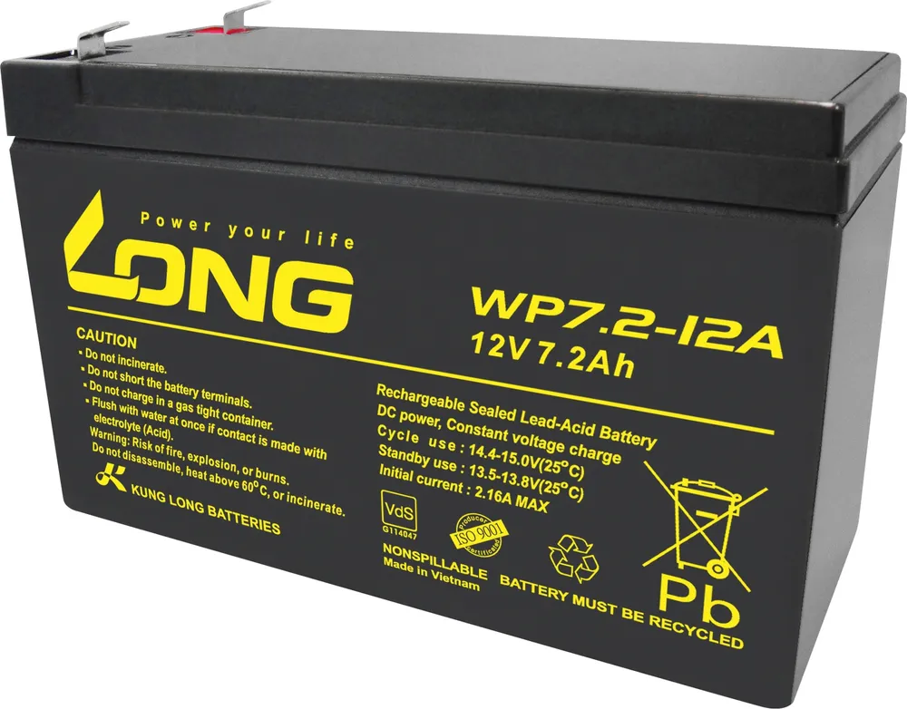 KUNG LONG Blei-Akkumulator WP7.2-12A-M/F2, 12 V- / 7,2 Ah