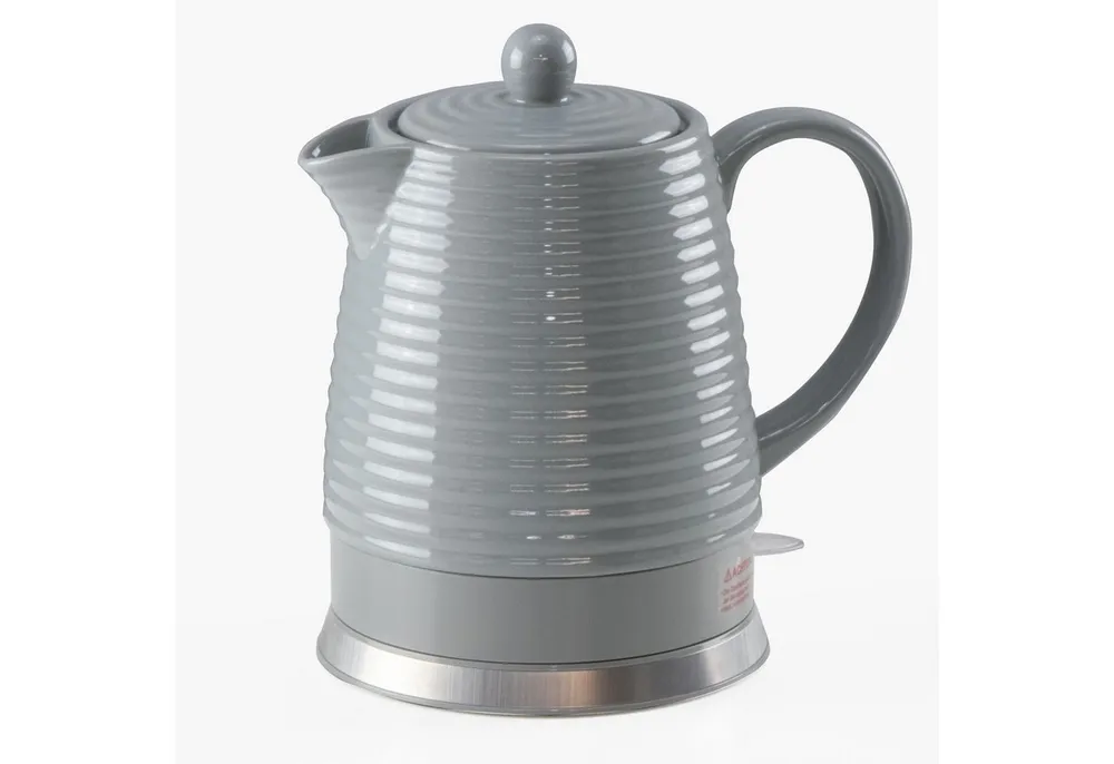 KVOTA Wasserkocher Elektrischer Wasserkocher aus Keramik, 1,5 Liter, Design Grand, grau, 1.5 l, 1500 W