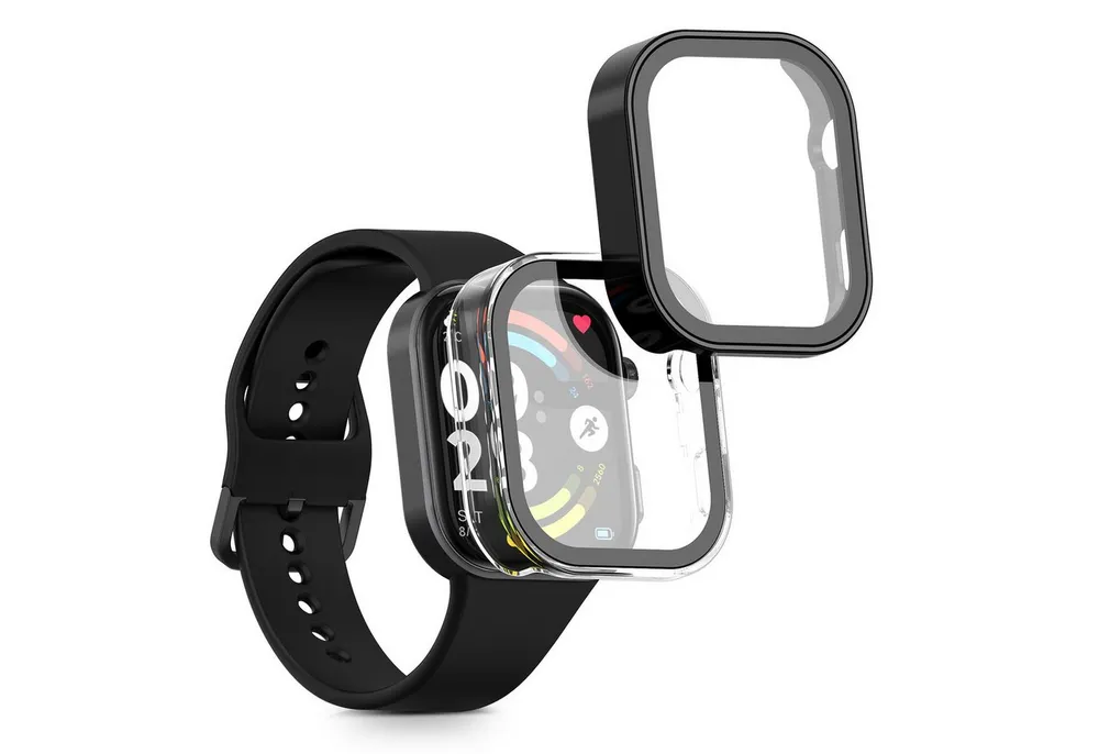 kwmobile 2x Glas Hülle für Xiaomi Redmi Watch 6 Smartwatch, 2-tlg., Schutzhülle Fullbody Fitnesstracker Case Set aus Glas