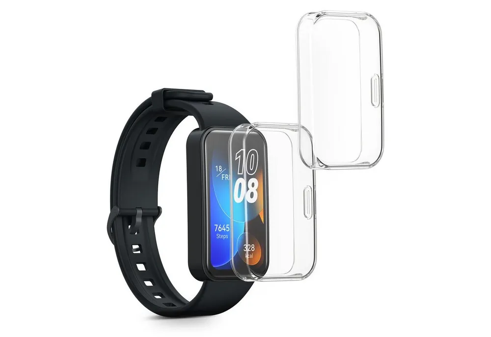 kwmobile 2x Silikon Hülle für Huawei Band 10 / 9 / 8 Smartwatch, 2-tlg., Schutzhülle Fullbody Display Cover Set aus Silikon