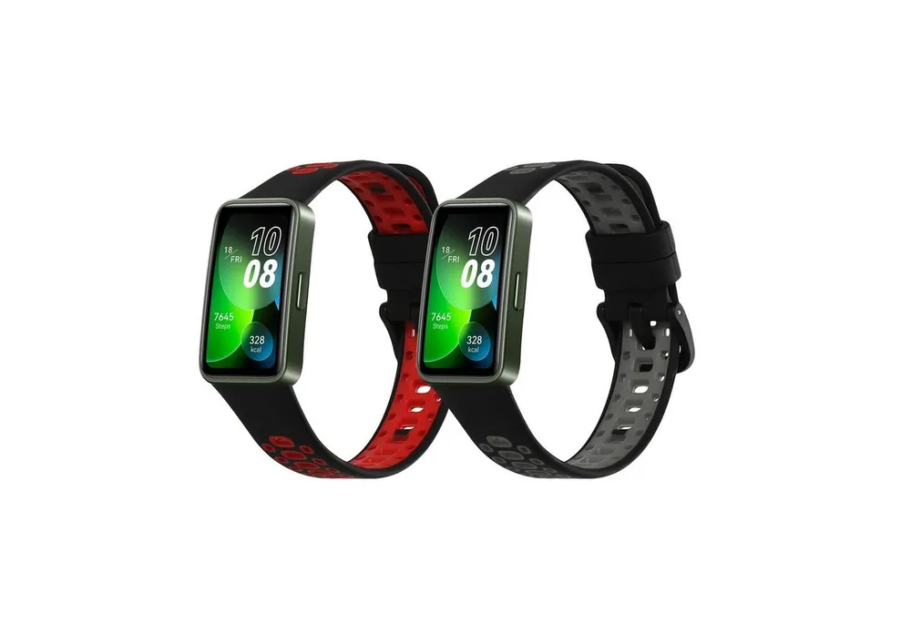 kwmobile 2x Uhrenarmband für Huawei Band 10 / 9 / 8 Armband Smartwatch, 2-tlg., Fitnesstracker Band Set aus TPU Silikon - Ersatzarmband Smartwatch