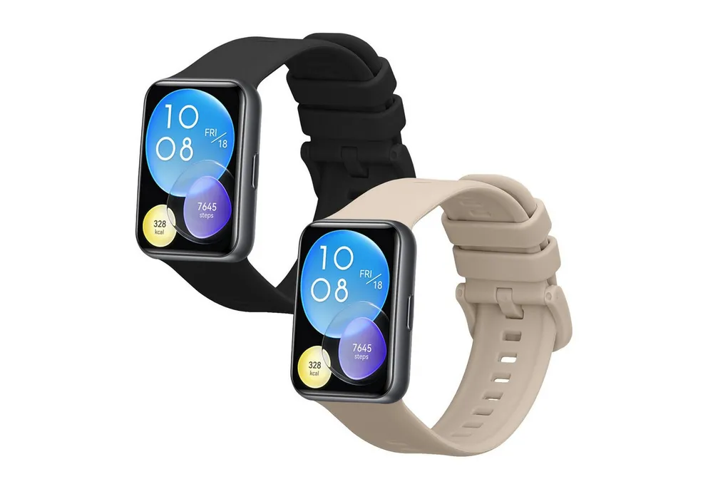 kwmobile 2x Uhrenarmband für Huawei Watch Fit 2 Armband Smartwatch, 2-tlg., Fitnesstracker Band Set aus TPU Silikon - Ersatzarmband Smartwatch