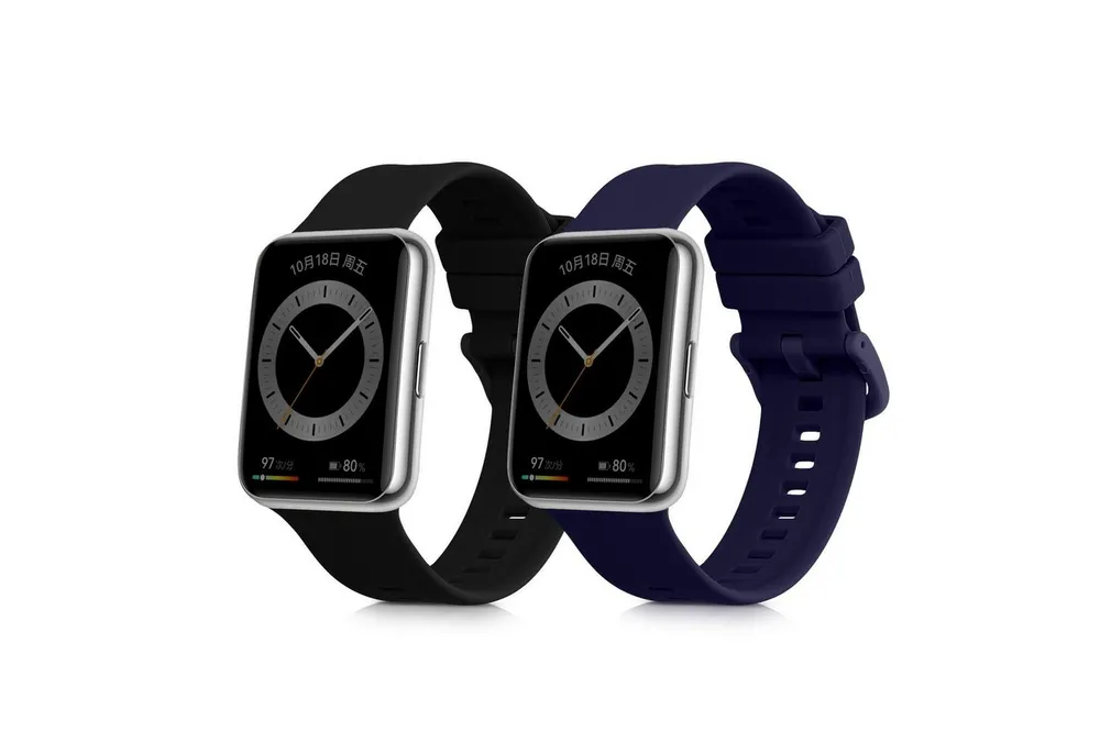 kwmobile 2x Uhrenarmband für Huawei Watch Fit 2 Armband Smartwatch, 2-tlg., Fitnesstracker Band Set aus TPU Silikon - Ersatzarmband Smartwatch