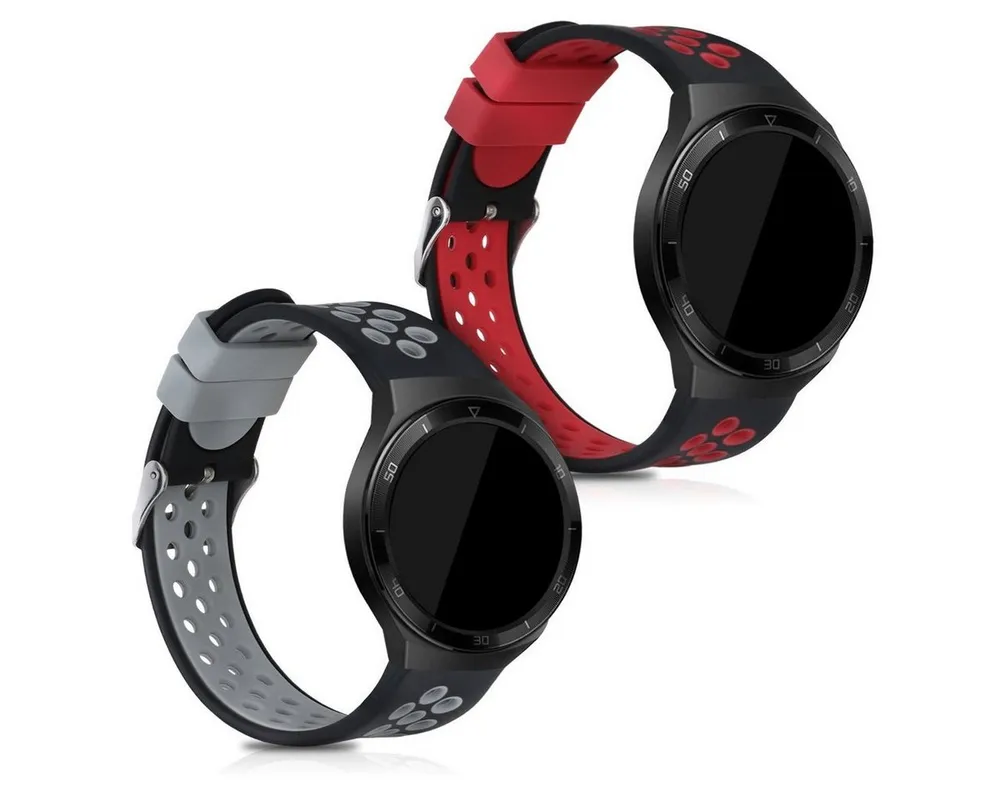 kwmobile 2x Uhrenarmband für Huawei Watch GT 2e / Watch GT2 46mm / Watch GT3 Smartwatch, 2-tlg., Fitnesstracker Band Set aus TPU Silikon - Ersatzarmband Smartwatch