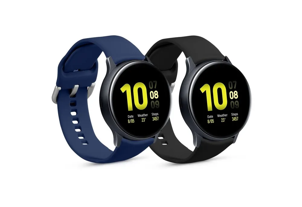 kwmobile 2x Uhrenarmband für Samsung Galaxy Active 2 / Watch 4 / 5 / 6 Galaxy Smartwatch, 2-tlg., Fitnesstracker Band Set aus TPU Silikon - Ersatzarmband Smartwatch