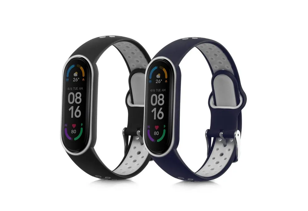 kwmobile 2x Uhrenarmband für Xiaomi Mi Smart Band 6/Mi Band 6/Band 5 Armband Smartwatch, 2-tlg., Fitnesstracker Band Set aus TPU Silikon - Ersatzarmband Smartwatch