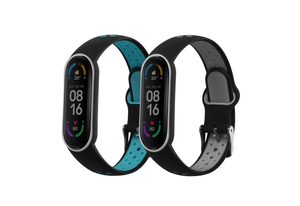 kwmobile 2x Uhrenarmband für Xiaomi Mi Smart Band 6/Mi Band 6/Band 5 Armband Smartwatch, 2-tlg., Fitnesstracker Band Set aus TPU Silikon - Ersatzarmband Smartwatch