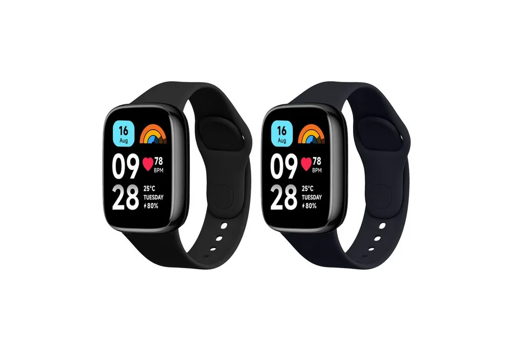 kwmobile 2x Uhrenarmband für Xiaomi Redmi Watch 3 Active Armband Smartwatch, 2-tlg., Fitnesstracker Band Set aus TPU Silikon - Ersatzarmband Smartwatch