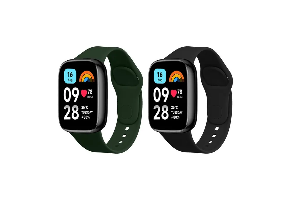 kwmobile 2x Uhrenarmband für Xiaomi Redmi Watch 3 Active Armband Smartwatch, 2-tlg., Fitnesstracker Band Set aus TPU Silikon - Ersatzarmband Smartwatch