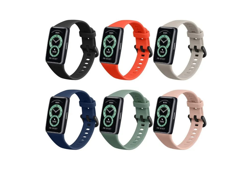 kwmobile 6x Sportarmband für Huawei Band 6 & 6 Pro / Honor Band 7 & 6 Armband Smartwatch, 6-tlg., Armband TPU Silikon Großes Set Fitnesstracker - verschiedene Farben