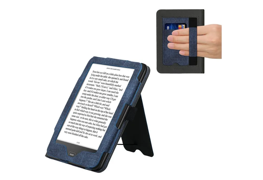 kwmobile E-Reader-Hülle Flip Schutzhülle für Tolino Vision 1 / 2 / 3 / 4 HD, Handschlaufe - Cover Wildleder-Optik